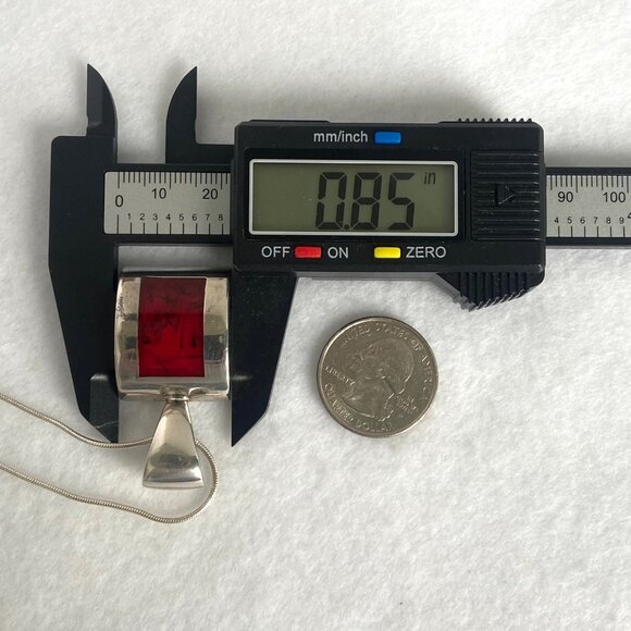 Solid Sterling Silver 925 Sim Red Jasper Pendant Necklace 19.5" Snake Chain - Picture 16 of 16